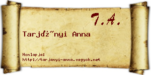 Tarjányi Anna névjegykártya